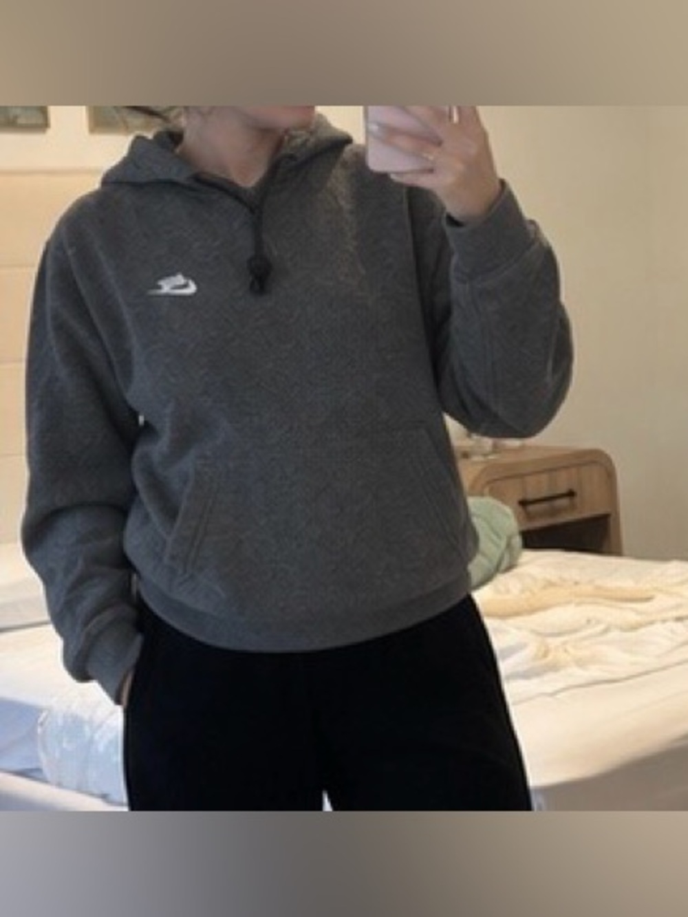 Nike Gray Fleece Pullover Hoodie – Size Small